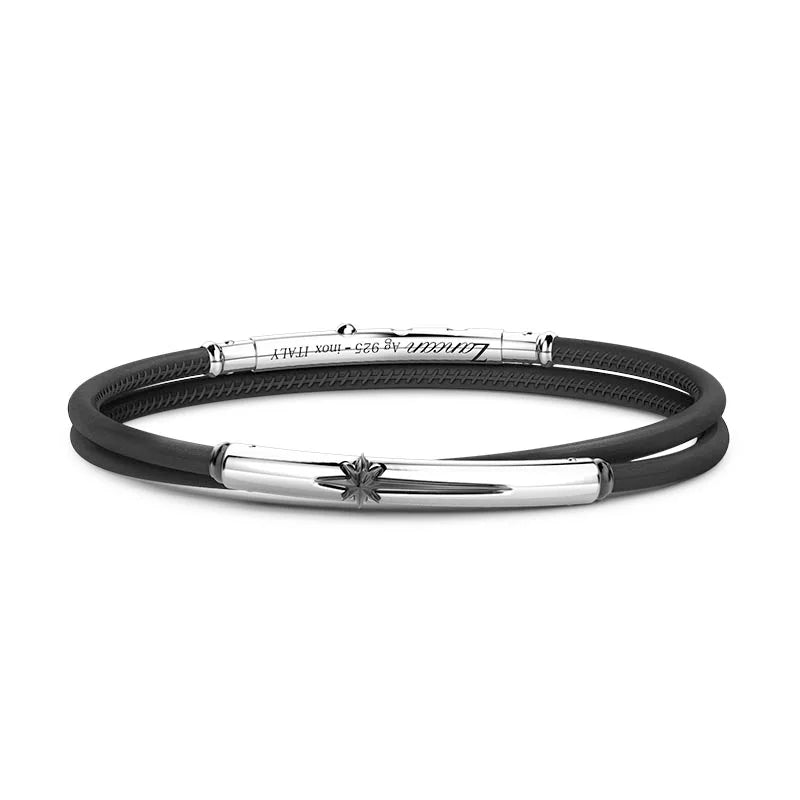 Zancan Spring Sterling Silver & Leather Wrap Bracelet