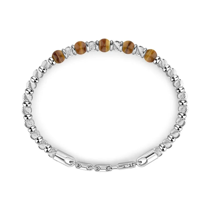 Zancan Atmosphere Sterling Silver & Tiger Eye Beaded Bracelet