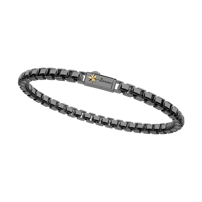 Zancan Cosmopolitan Sterling Silver Black Link Bracelet