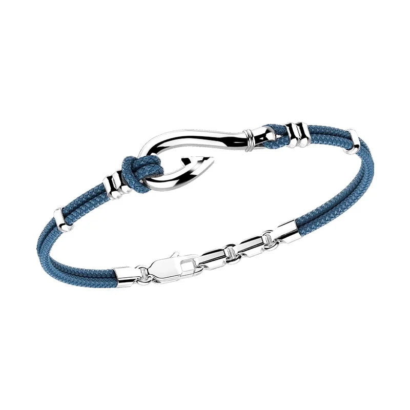 Zancan Regatta Blue Kevlar & Sterling Silver Hook Bracelet