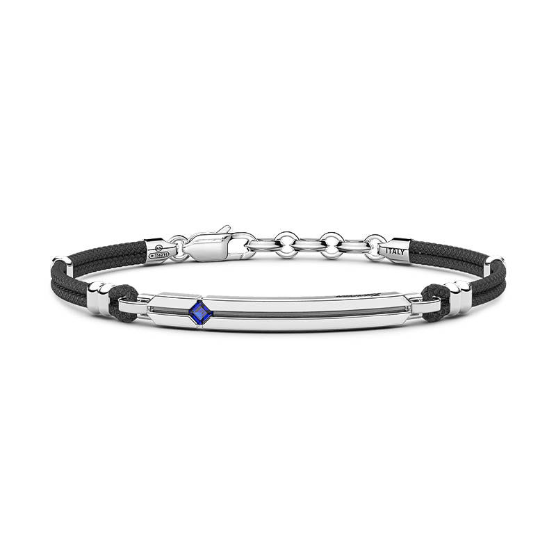 Zancan Sterling Silver & Black Kevlar Bracelet