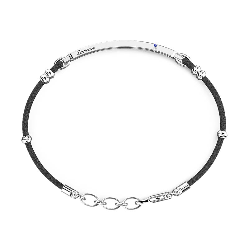 Zancan Sterling Silver & Black Kevlar Bracelet