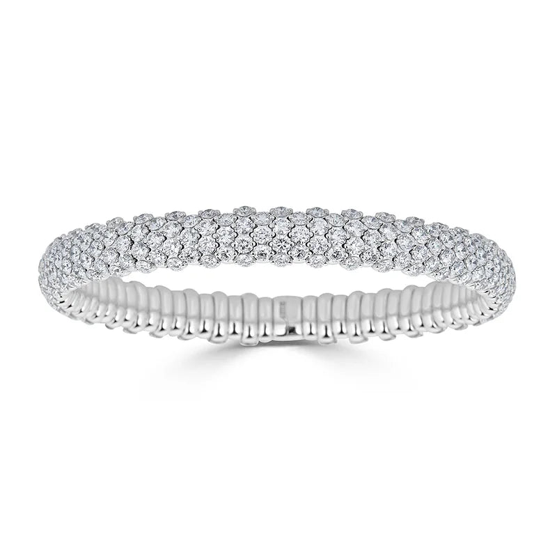 Knar Signature White Gold Domed Stretch Diamond Bracelet