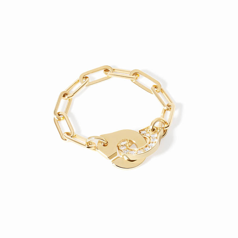 dihn van Menottes Yellow Gold Diamond Chain Ring