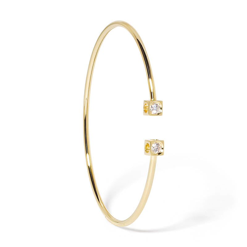 dinh van Le Cube Yellow Gold Medium Diamant Bangle