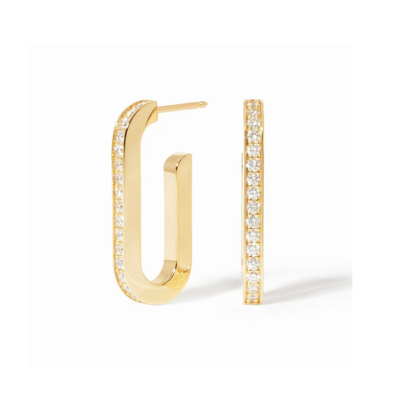 dinh van Maillon L Yellow Gold Large Diamond Hoop Earrings