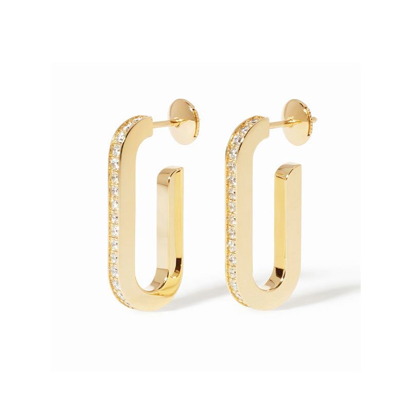 dinh van Maillon L Yellow Gold Large Diamond Hoop Earrings