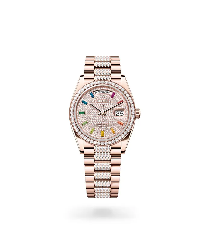 Rolex Day-Date 36 - Oyster, 36 mm, Everose gold and diamonds M128345RBR-0043 at Knar Jewellery