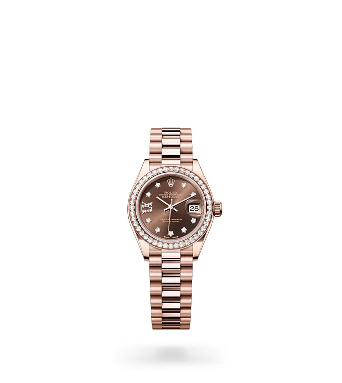Rolex Lady-Datejust Oyster, 28 mm, Everose gold and diamonds - M279135RBR-0001 at Knar Jewellery