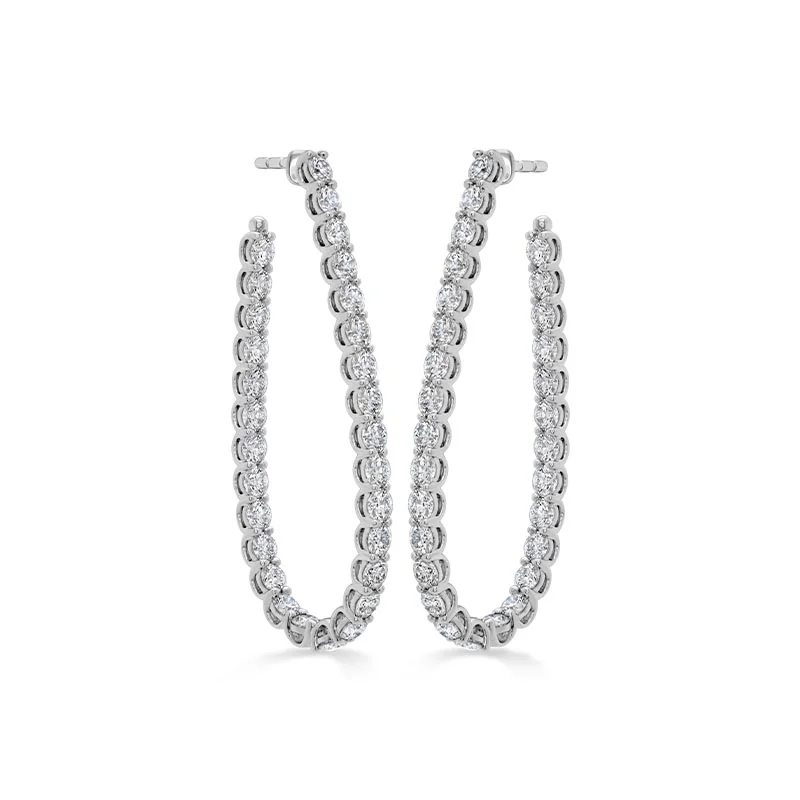 Marquise Diamond Hoop Earrings | Lauren B Jewelry