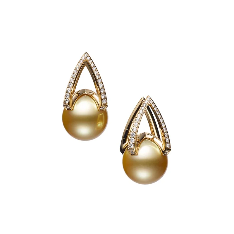 Mikimoto 18ct White Gold Akoya Pearl  Diamond Embrace Stud Earrings