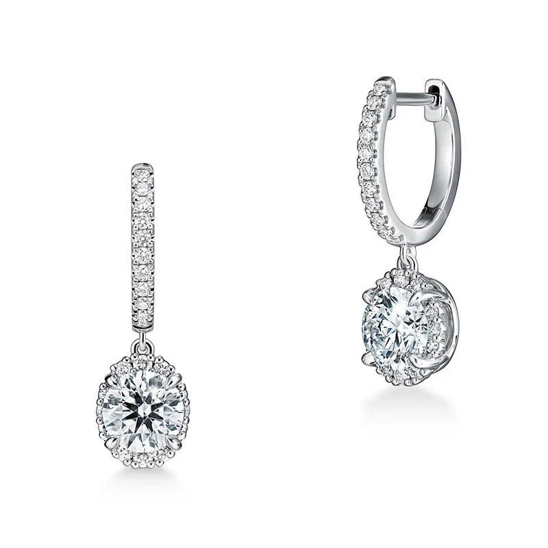 Hearts on Fire Ellipse White Gold Diamond Drop Earrings - Knar Jewellery